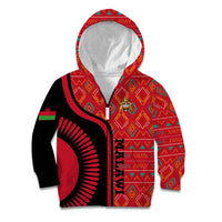 Malawi Patterns Kid Hoodie Blended with Flag Colors & National Emblem - Cultural Fusion Design