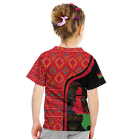 Malawi Patterns Kid T Shirt Blended with Flag Colors & National Emblem - Cultural Fusion Design