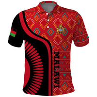 Malawi Patterns Polo Shirt Blended with Flag Colors & National Emblem - Cultural Fusion Design