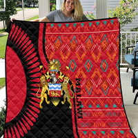 Malawi Patterns Quilt Blended with Flag Colors & National Emblem - Cultural Fusion Design