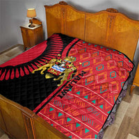 Malawi Patterns Quilt Blended with Flag Colors & National Emblem - Cultural Fusion Design