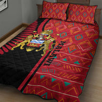 Malawi Patterns Quilt Bed Set Blended with Flag Colors & National Emblem - Cultural Fusion Design