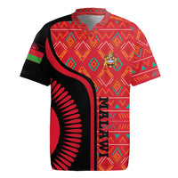 Malawi Patterns Rugby Jersey Blended with Flag Colors & National Emblem - Cultural Fusion Design