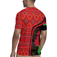 Malawi Patterns Rugby Jersey Blended with Flag Colors & National Emblem - Cultural Fusion Design