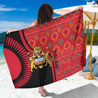Malawi Patterns Sarong Blended with Flag Colors & National Emblem - Cultural Fusion Design