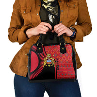 Malawi Patterns Shoulder Handbag Blended with Flag Colors & National Emblem - Cultural Fusion Design
