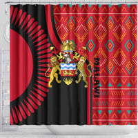 Malawi Patterns Shower Curtain Blended with Flag Colors & National Emblem - Cultural Fusion Design