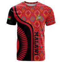 Malawi Patterns T Shirt Blended with Flag Colors & National Emblem - Cultural Fusion Design