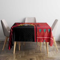 Malawi Patterns Tablecloth Blended with Flag Colors & National Emblem - Cultural Fusion Design
