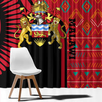 Malawi Patterns Window Curtain Blended with Flag Colors & National Emblem - Cultural Fusion Design