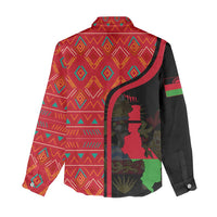 Malawi Patterns Women Casual Shirt Blended with Flag Colors & National Emblem - Cultural Fusion Design