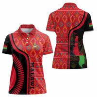 Malawi Patterns Women Polo Shirt Blended with Flag Colors & National Emblem - Cultural Fusion Design