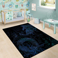 Odin Norse Mythology Area Rug Viking Rune Art Style