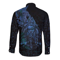 Odin Norse Mythology Long Sleeve Button Shirt Viking Rune Art Style