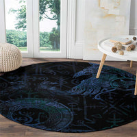 Odin Norse Mythology Round Carpet Viking Rune Art Style