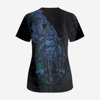 Odin Norse Mythology Scrub Top Viking Rune Art Style