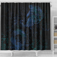 Odin Norse Mythology Shower Curtain Viking Rune Art Style