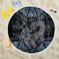 Thor and Jormungandr Norse Mythology Viking Beach Blanket Celtic Knot and Rune Art Style