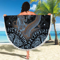 Thor and Jormungandr Norse Mythology Viking Beach Blanket Celtic Knot and Rune Art Style