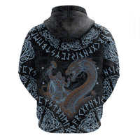 Thor and Jormungandr Norse Mythology Viking Hoodie Celtic Knot and Rune Art Style