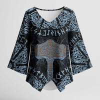 Thor and Jormungandr Norse Mythology Viking Kimono Sleeve Blouse Celtic Knot and Rune Art Style