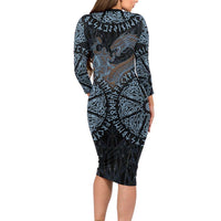 Thor and Jormungandr Norse Mythology Viking Long Sleeve Bodycon Dress Celtic Knot and Rune Art Style