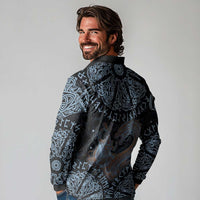 Thor and Jormungandr Norse Mythology Viking Long Sleeve Polo Shirt Celtic Knot and Rune Art Style