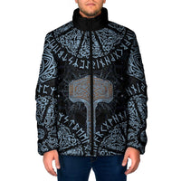 Thor and Jormungandr Norse Mythology Viking Padded Jacket Celtic Knot and Rune Art Style