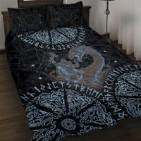 Thor and Jormungandr Norse Mythology Viking Quilt Bed Set Celtic Knot and Rune Art Style