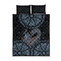 Thor and Jormungandr Norse Mythology Viking Quilt Bed Set Celtic Knot and Rune Art Style