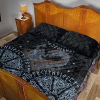 Thor and Jormungandr Norse Mythology Viking Quilt Bed Set Celtic Knot and Rune Art Style
