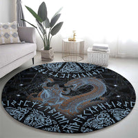 Thor and Jormungandr Norse Mythology Viking Round Carpet Celtic Knot and Rune Art Style