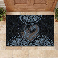 Thor and Jormungandr Norse Mythology Viking Rubber Doormat Celtic Knot and Rune Art Style