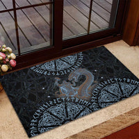 Thor and Jormungandr Norse Mythology Viking Rubber Doormat Celtic Knot and Rune Art Style