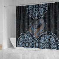 Thor and Jormungandr Norse Mythology Viking Shower Curtain Celtic Knot and Rune Art Style