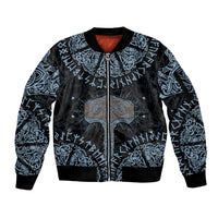 Thor and Jormungandr Norse Mythology Viking Sleeve Zip Bomber Jacket Celtic Knot and Rune Art Style