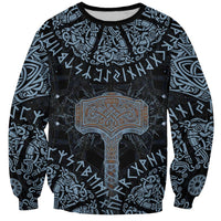 Thor and Jormungandr Norse Mythology Viking Sweatshirt Celtic Knot and Rune Art Style