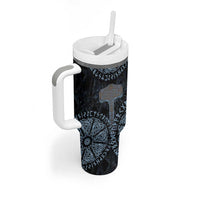 Thor and Jormungandr Norse Mythology Viking Tumbler With Handle Celtic Knot and Rune Art Style