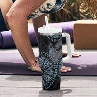 Thor and Jormungandr Norse Mythology Viking Tumbler With Handle Celtic Knot and Rune Art Style