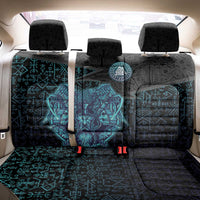 Viking Warrior and Raven Norse Mythology Back Car Seat Cover Neon Line Art with Rune Patterns