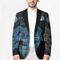 Viking Warrior and Raven Norse Mythology Blazer Neon Line Art with Rune Patterns