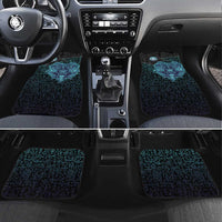 Viking Warrior and Raven Norse Mythology Car Mats Neon Line Art with Rune Patterns
