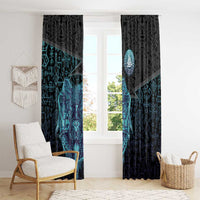 Viking Warrior and Raven Norse Mythology Window Curtain Neon Line Art with Rune Patterns