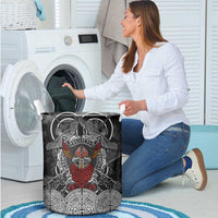 Viking Berserker and Valknut Norse Mythology Laundry Basket Red and Black Celtic Knotwork Art