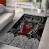 Viking Berserker and Valknut Norse Mythology Area Rug Red and Black Celtic Knotwork Art