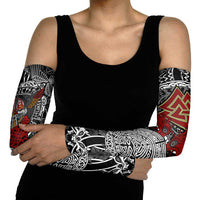 Viking Berserker and Valknut Norse Mythology Arm Sleeves Red and Black Celtic Knotwork Art