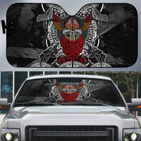 Viking Berserker and Valknut Norse Mythology Auto Sun Shade Red and Black Celtic Knotwork Art