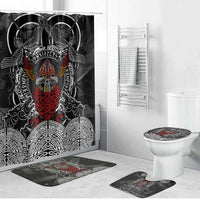 Viking Berserker and Valknut Norse Mythology Bathroom Set Red and Black Celtic Knotwork Art