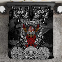 Viking Berserker and Valknut Norse Mythology Bedding Set Red and Black Celtic Knotwork Art
