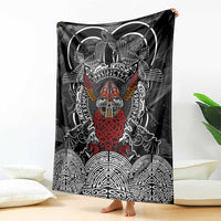 Viking Berserker and Valknut Norse Mythology Blanket Red and Black Celtic Knotwork Art